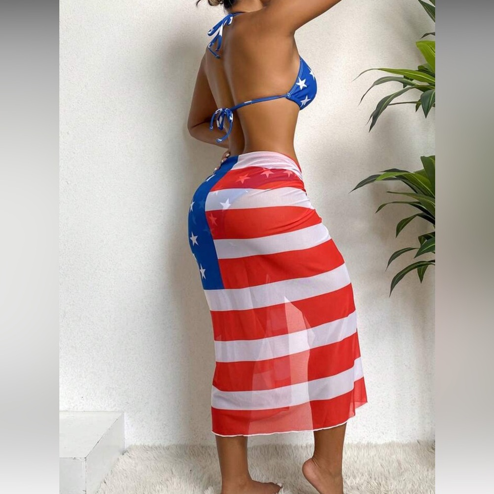 🇺🇸 American Flag Print Wrap Around Cover Up